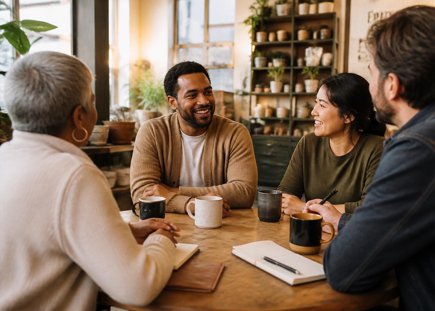 Local business owners meeting around a table